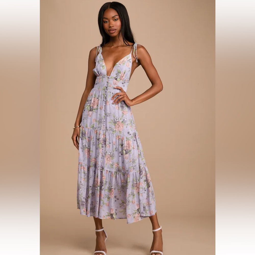 Lulu's Lavender Floral Maxi Dress